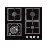 Parmco 600mm Black Glass 3 Gas Hob With Wok