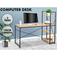 Metal Leg Desk with Shelf 1.4M