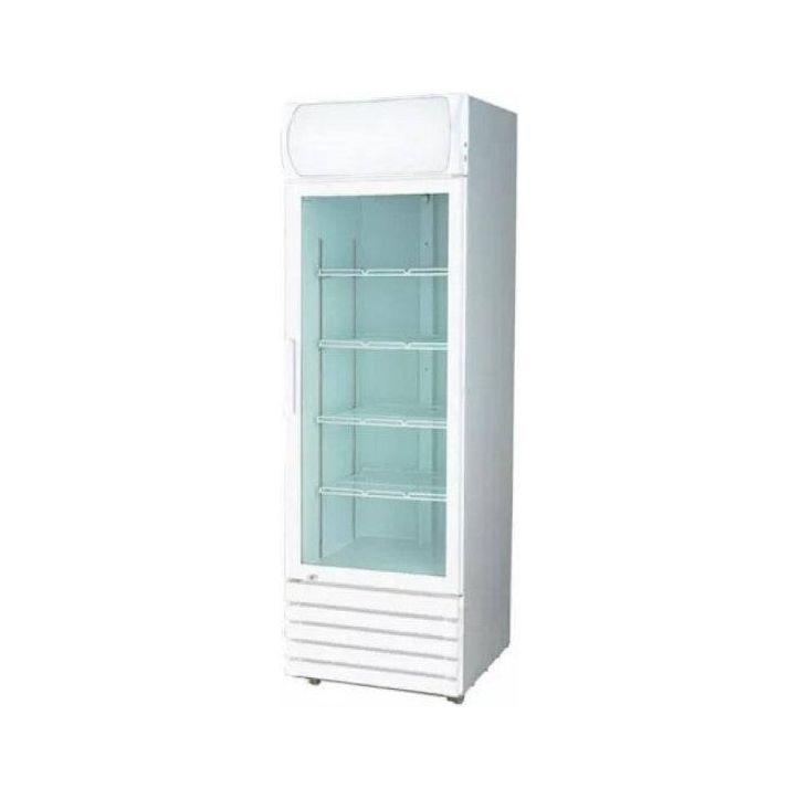 540L Single Glass Door Upright Display Chiller Fridge - White