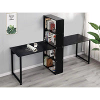 Two Person Desk With Bookshelf
