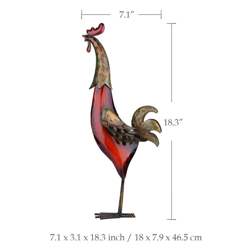 Metal Sculpture Rooster & Chickens