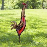 Metal Sculpture Rooster & Chickens