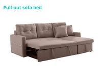 Sectional Linen Sofa Bed in Beige