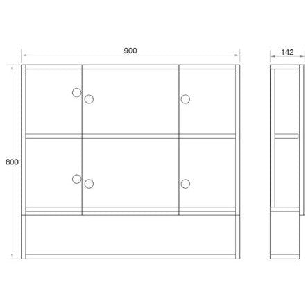 Mirror Cabinet Black, White or Forest Grain 3 Door 900mm - Next Shipment