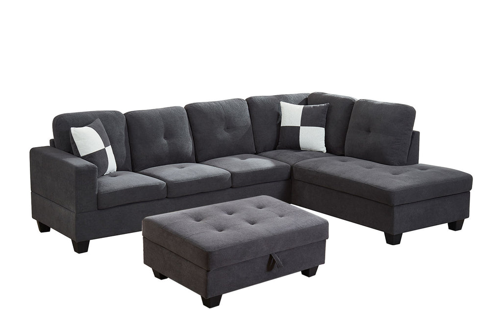 Premium Sectional Sofa with Storage Ottoman/ Drop down Console