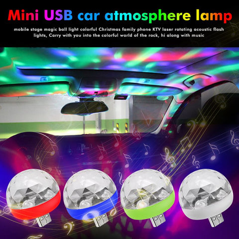 USB Mini Car Atmosphere LED RGB Disco - Sound Activated