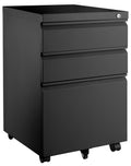 3 Drawer Mobile File Cabinet with Lock - Black or White