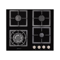 Parmco 600mm Black Glass 3 Gas Hob With Wok