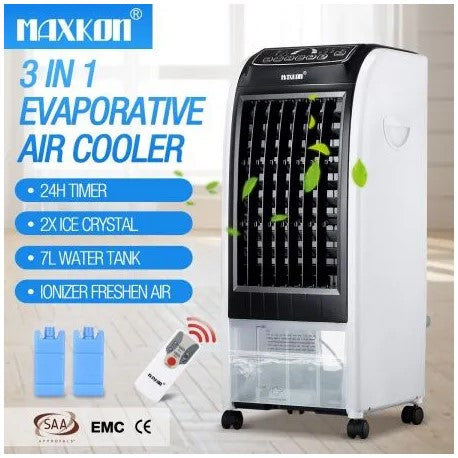 7L Evaporative Air Cooler Quiet w/Remote Control - Black or Blue