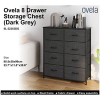 Ovela: 8 Drawer Storage Chest - Dark Grey