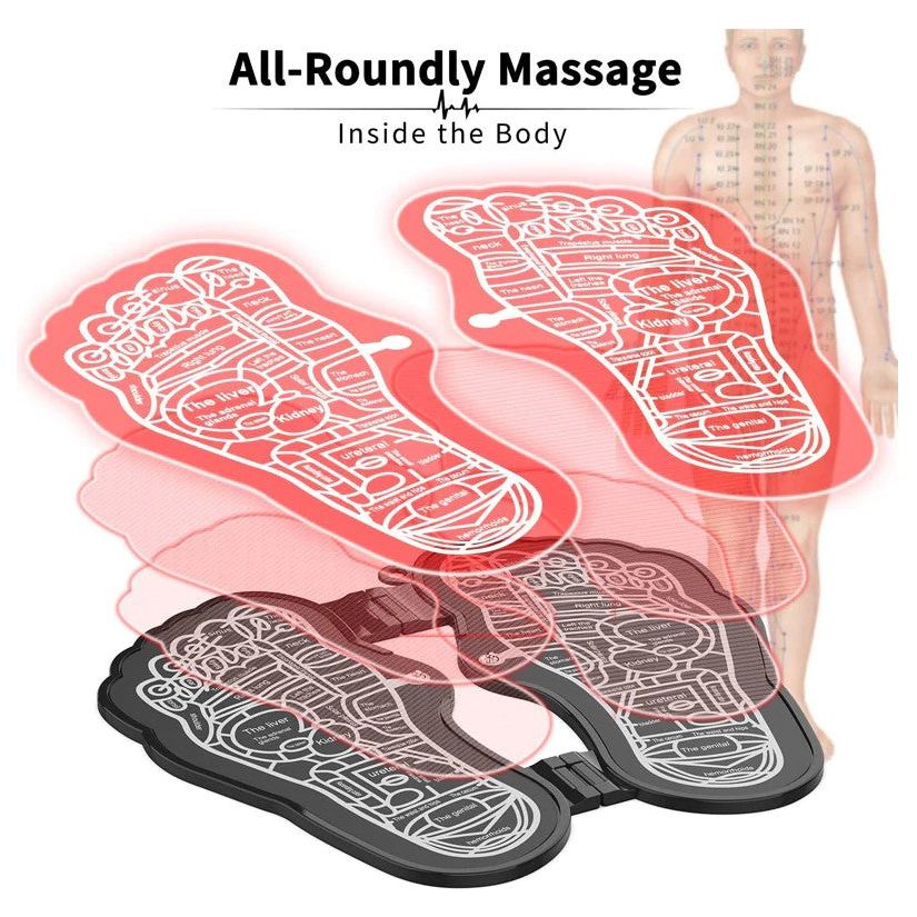 Electric Foldable Foot Massager, EMS Feet Massage for Circulation Boost Muscle Pain Relief, Portable Mat USB Rechargeable