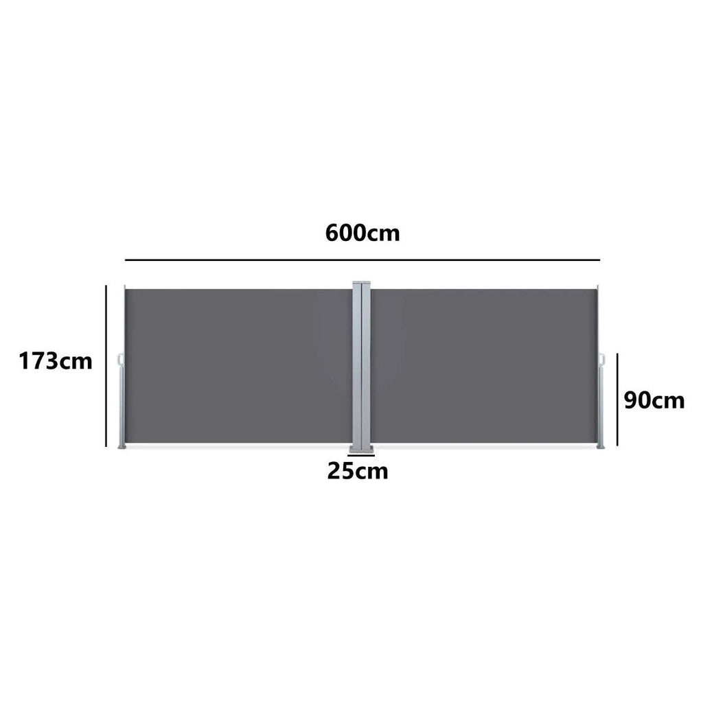 Retractable Side Screen/ Awning 1.73m x 3m Grey