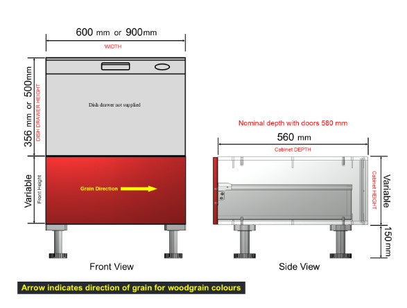 Base Dish Drawer - 900mm