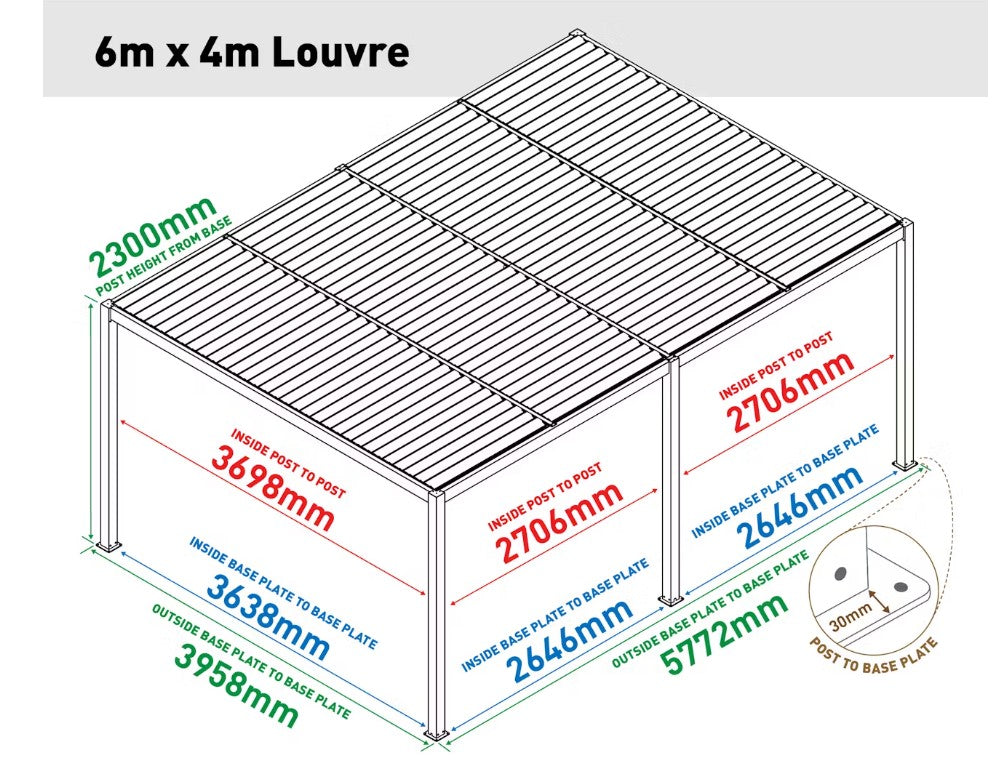 Louvre Roof System 6M X 4M Charcoal Pergola