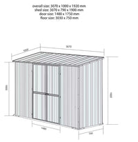 Garden Shed 3.07M X 0.79M X 1.92M