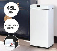 45L Square Sensor Bin White