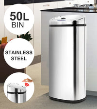 50L Square Sensor Bin Silver