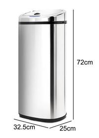 50L Square Sensor Bin Silver