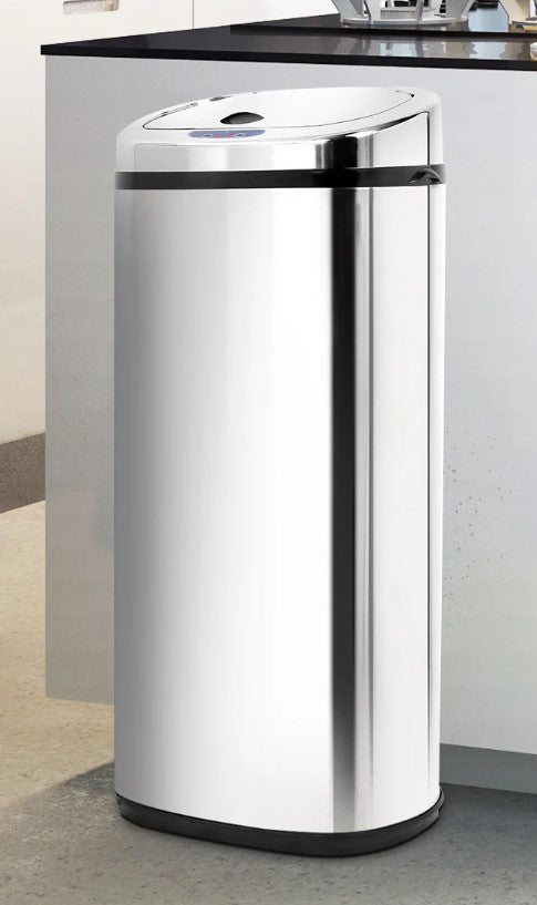 50L Square Sensor Bin Silver