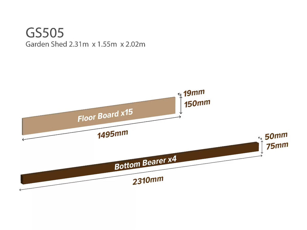 Garden Shed Wooden Floor Kit 2.31M X 1.55M