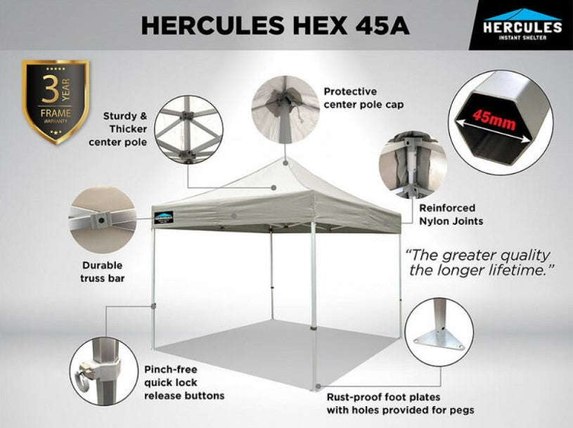 Alloy Gazebo Hex 45A 3X3M + 3 Wall Package