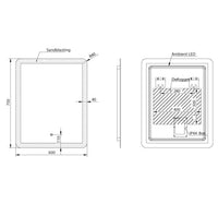 Frameless LED Cool White Mirror 60 x 75 cm