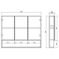 Mirror Cabinet 3 Door - Black, White, Forest Grain 90 x 80cm