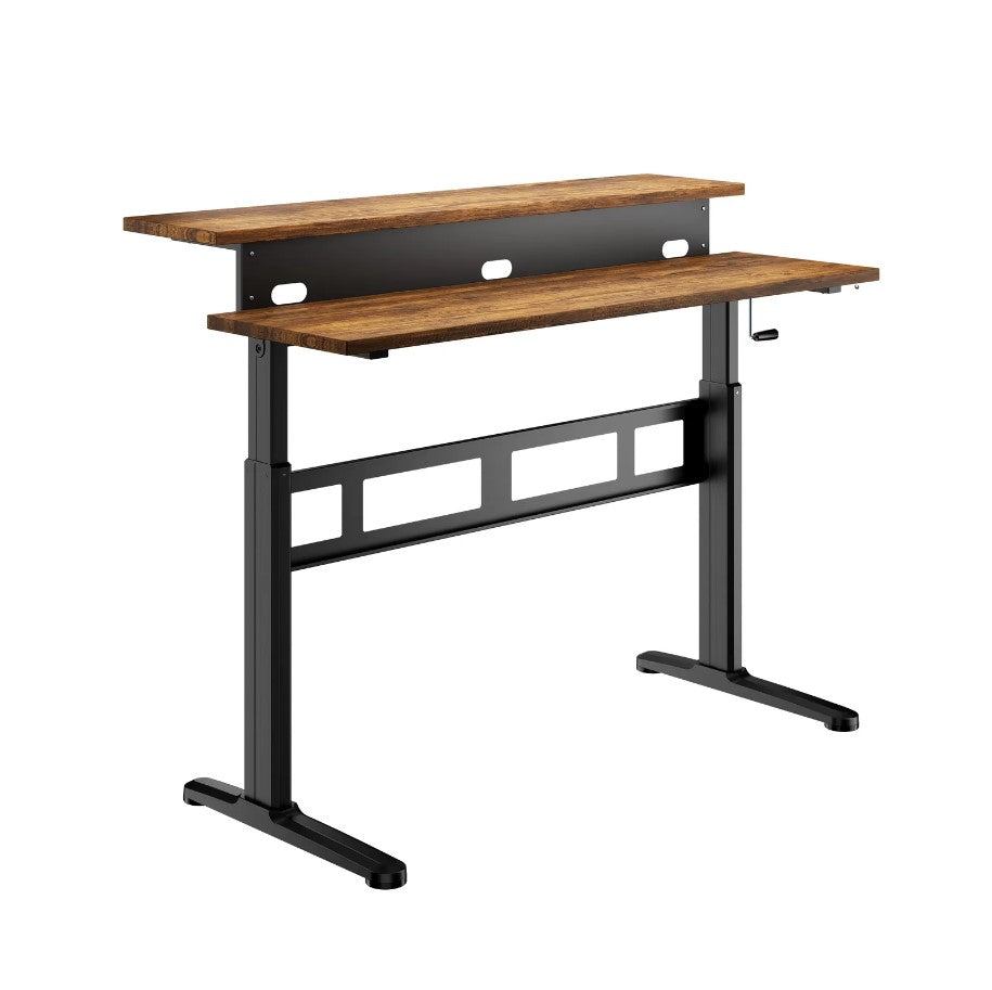 Height Adjustable Split Desk - Brown/Black