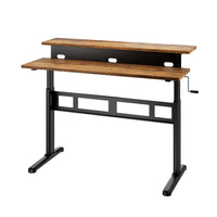 Height Adjustable Split Desk - Brown/Black