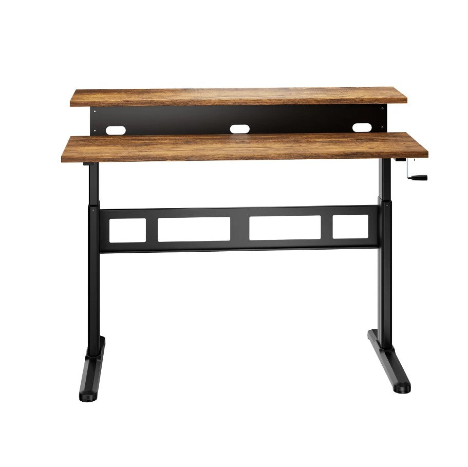 Height Adjustable Split Desk - Brown/Black