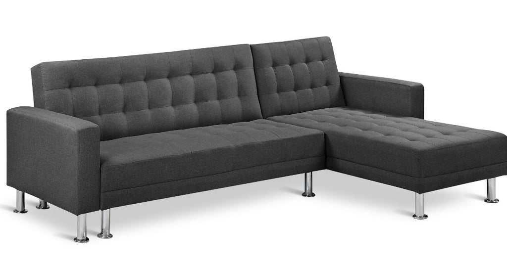 Colorado 3 Seater Sofa Bed Futon with Chaise - Dark Grey