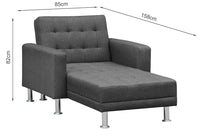Colorado 3 Seater Sofa Bed Futon with Chaise - Dark Grey