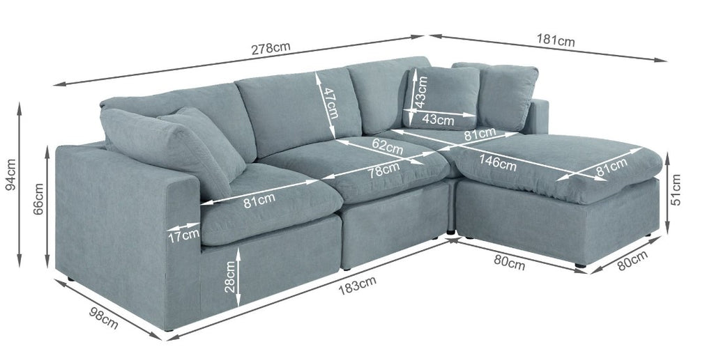 Bishopston Duck Feather Filled Modular Sofa - Grey