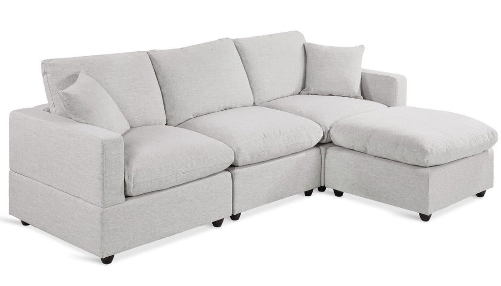 Hexham 3 Seater Modular Sofa with Ottoman - Grey