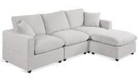 Hexham 3 Seater Modular Sofa with Ottoman - Grey