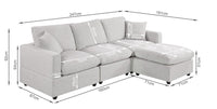 Hexham 3 Seater Modular Sofa with Ottoman - Grey