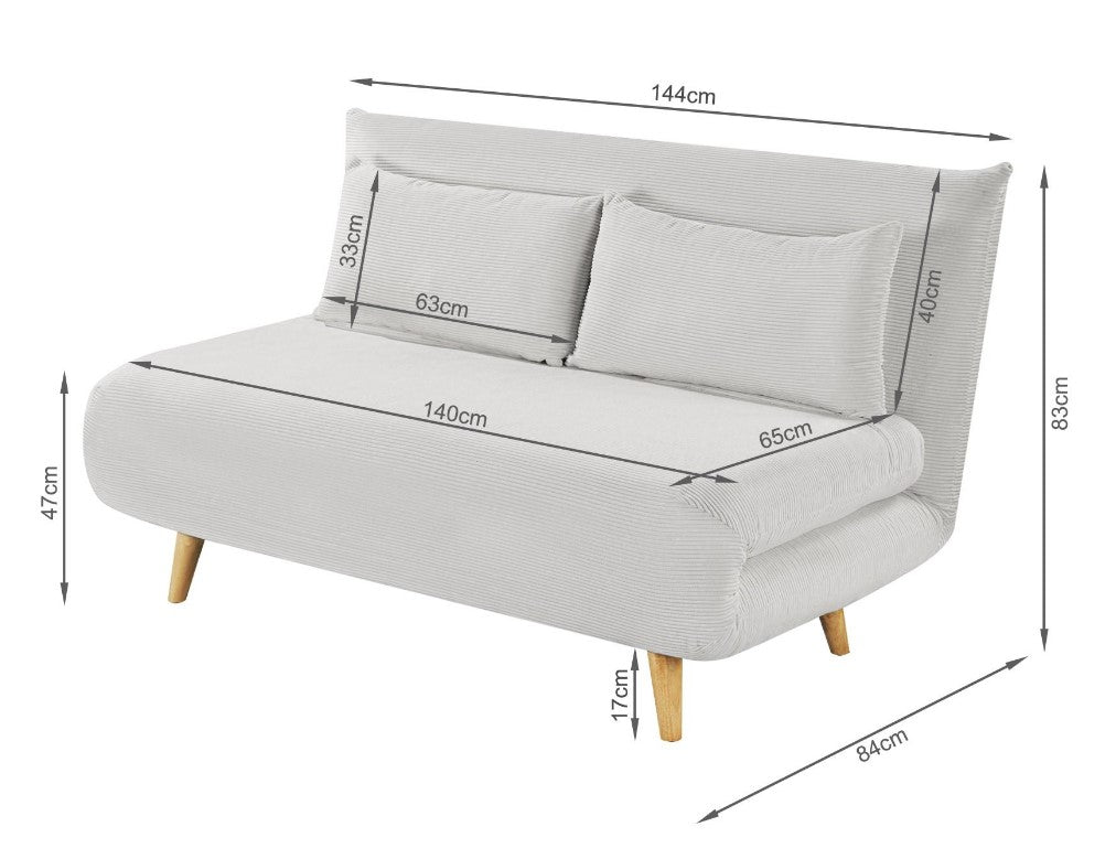 Hastings 2 Seater Fold-Out Sofa Bed - Grey