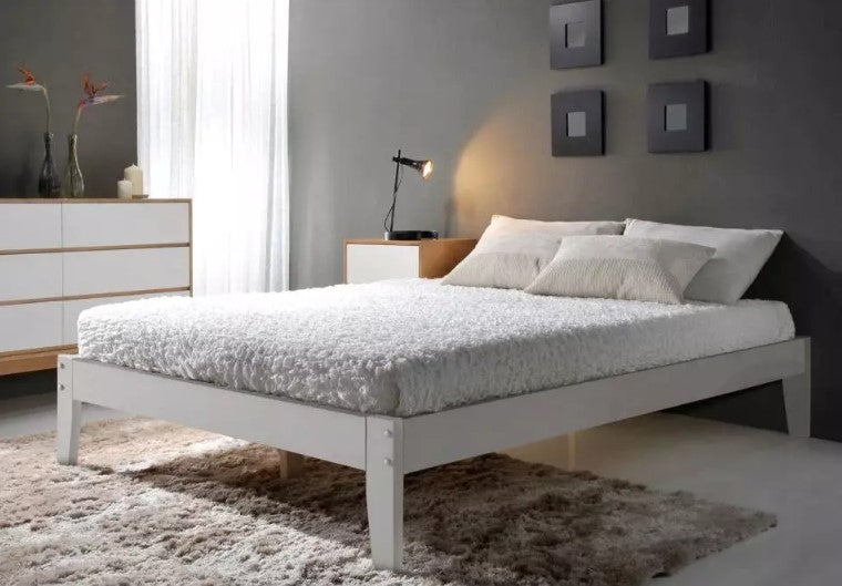 Sovo Wood Bed Frame - White -Queen size