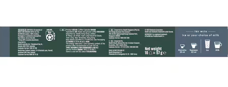 Starbucks Nespresso Coffee Capsules Espresso Roast (Air Freight)