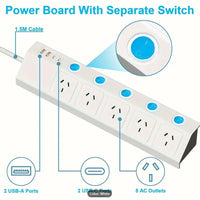 Power Strip With 5 Outlets & 4 USB Charger