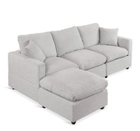 3 Seater Modular Sofa with Ottoman - Grey