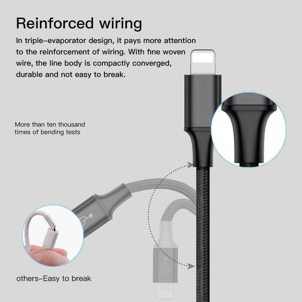3 in 1 Charging USB Cable - Black, Silver, Red, Blue - Next Shipment